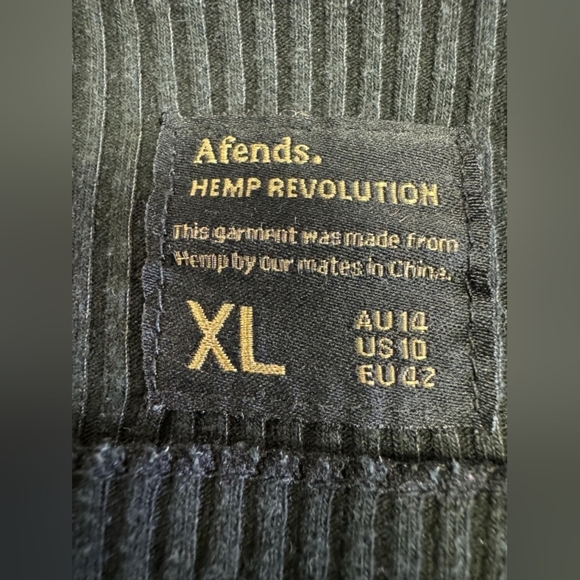 Afends Hemp Revolution EUC Long Sleeve Textured Black Size XL - Picture 10 of 11